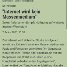 Internet wird kein Massenmedium